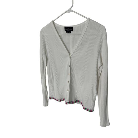 Carole Little Sport white button up sweater size L - Picture 3 of 7
